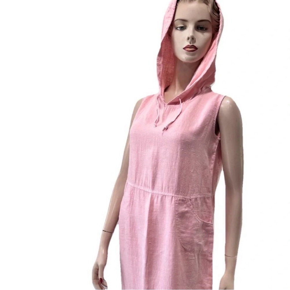 dressing clio Peach Hooded Linen Sleeveless Maxi Dress Swim Coverup Dress - Picture 6 of 16